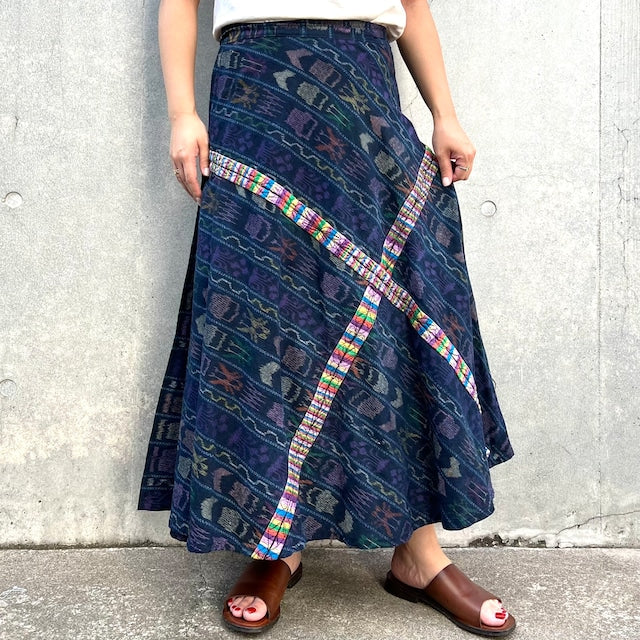 Indigo Skirt Corte #5／グアテマラ コルテ 藍染 スカート 刺繍 民族衣装