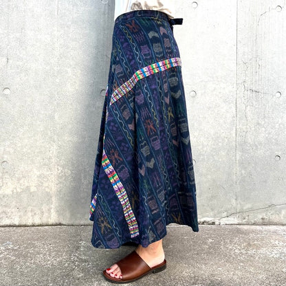Indigo Skirt Corte #5／グアテマラ コルテ 藍染 スカート 刺繍 民族衣装