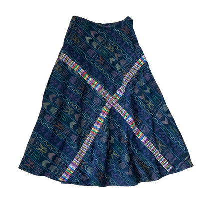 Indigo Skirt Corte #5／グアテマラ コルテ 藍染 スカート 刺繍 民族衣装