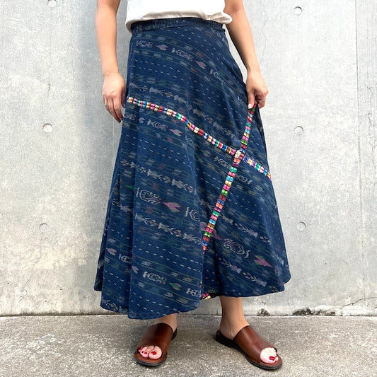 Indigo Skirt Corte #1／グアテマラ コルテ 藍染 スカート 刺繍 民族衣装