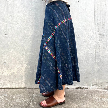 Indigo Skirt Corte #1／グアテマラ コルテ 藍染 スカート 刺繍 民族衣装