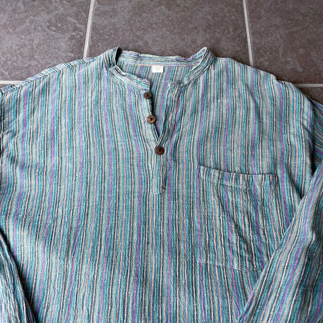 Striped Shirt #2／ネパール コットン ストライプ シャツ トップス