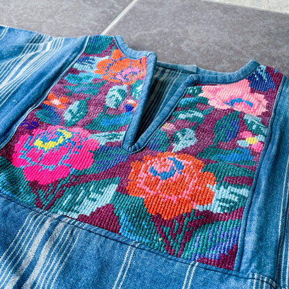 Guatemalan Indigo Blouse #3／グアテマラ ウィピル 刺繍 織り ブラウス トップス