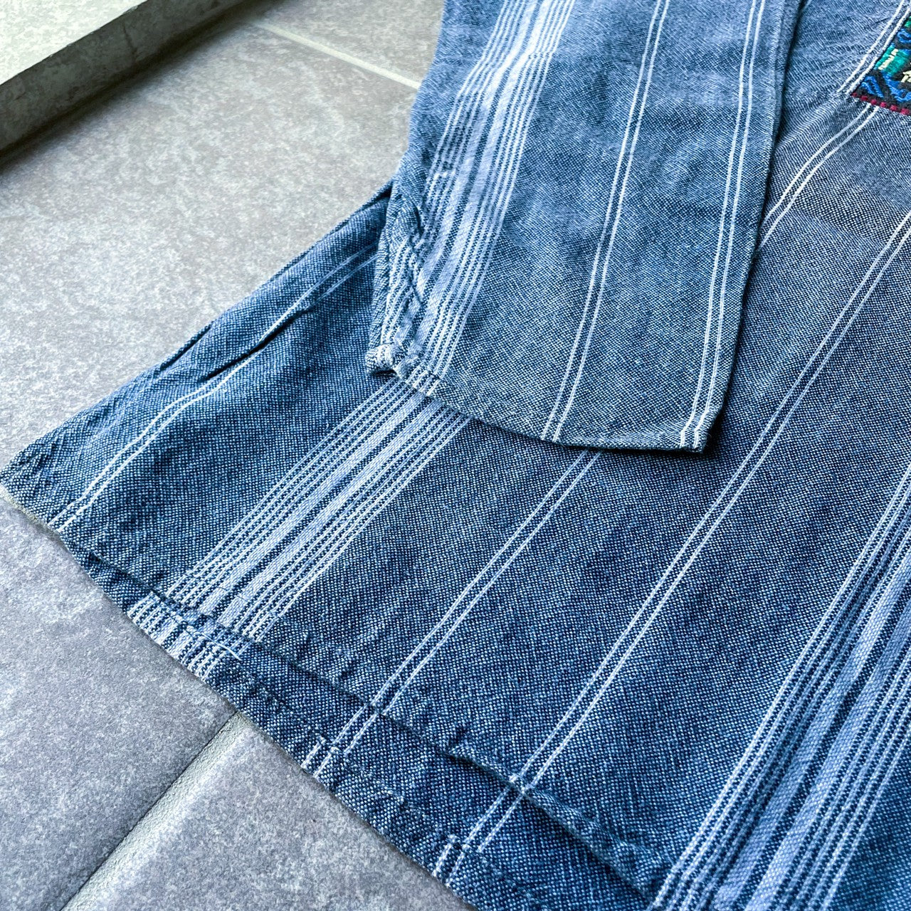 Guatemalan Indigo Blouse #2／グアテマラ ウィピル 刺繍 織り ブラウス トップス