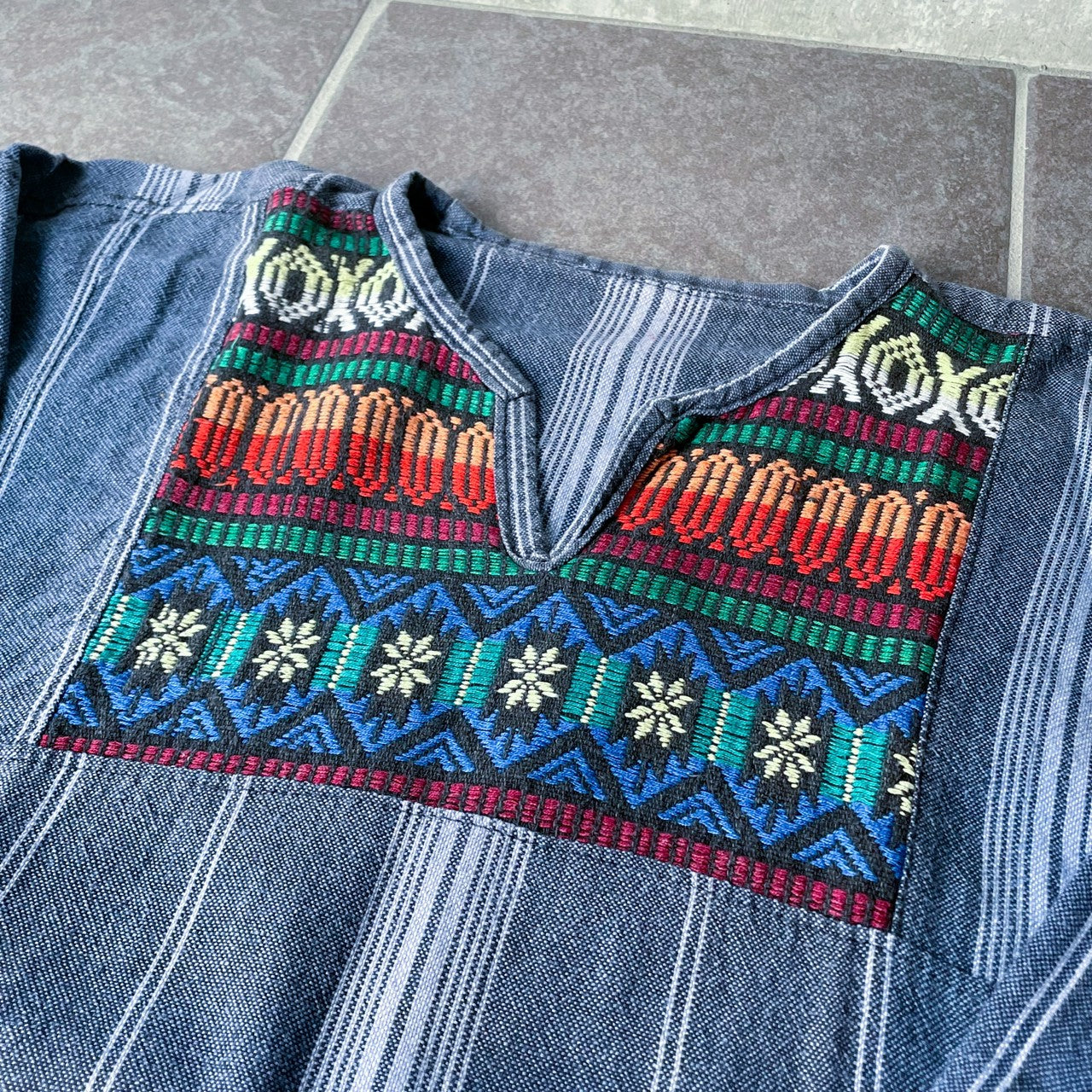 Guatemalan Indigo Blouse #2／グアテマラ ウィピル 刺繍 織り ブラウス トップス