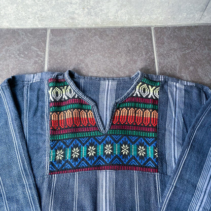Guatemalan Indigo Blouse #2／グアテマラ ウィピル 刺繍 織り ブラウス トップス