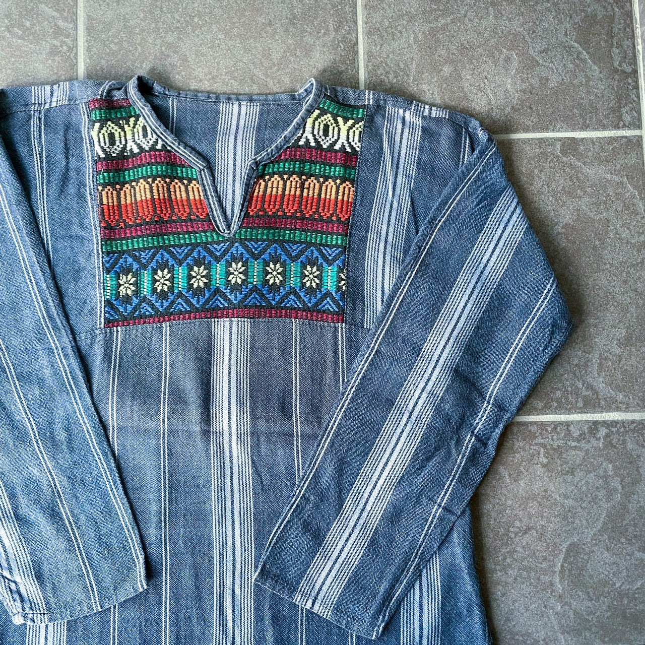 Guatemalan Indigo Blouse #2／グアテマラ ウィピル 刺繍 織り ブラウス トップス