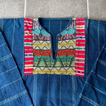 Guatemalan Indigo Blouse #1／グアテマラ ウィピル 刺繍 織り ブラウス トップス