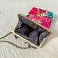 Mexican Flower Embroidery  Mini Bag #1／メキシコ刺繍 がま口バッグ ポシェット スマホケース