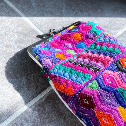 Guatemalan Huipil Mini Bag #4／グアテマラ ウィピル がま口バッグ ポシェット スマホケース