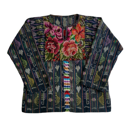Huipil × Indigo Blouse #4／グアテマラ ウィピル 藍染 ブラウス 刺繍