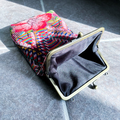 Guatemalan Huipil Mini Bag #1／グアテマラ ウィピル がま口バッグ ポシェット スマホケース