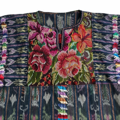 Huipil × Indigo Blouse #4／グアテマラ ウィピル 藍染 ブラウス 刺繍