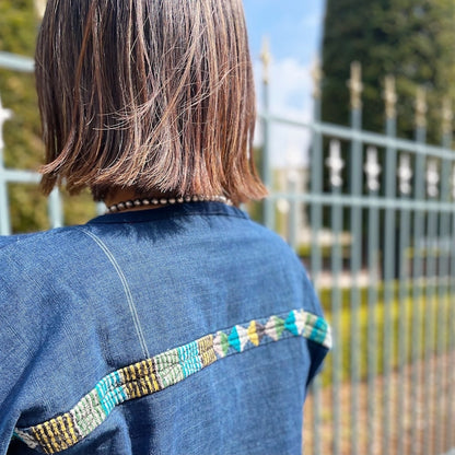 Huipil × Indigo Blouse #2／グアテマラ ウィピル 藍染 ブラウス 刺繍