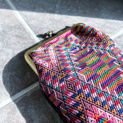 Guatemalan Huipil Mini Bag #1／グアテマラ ウィピル がま口バッグ ポシェット スマホケース