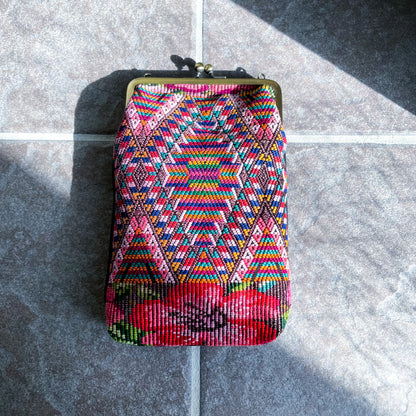 Guatemalan Huipil Mini Bag #1／グアテマラ ウィピル がま口バッグ ポシェット スマホケース