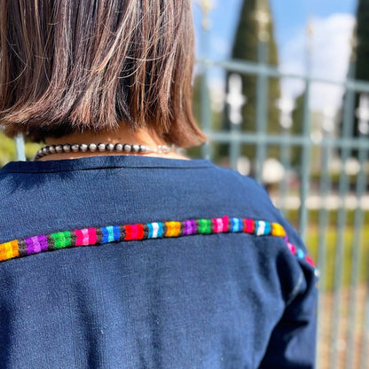 Huipil × Indigo Blouse #1／グアテマラ ウィピル 藍染 ブラウス 刺繍