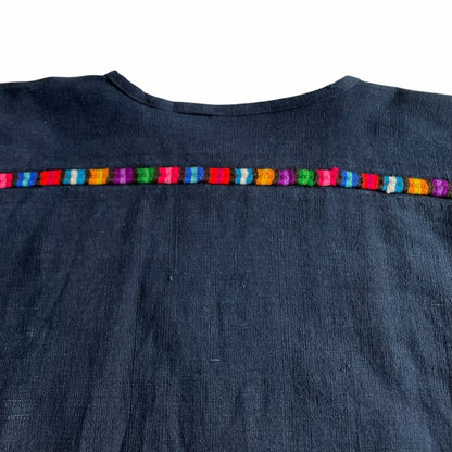 Huipil × Indigo Blouse #1／グアテマラ ウィピル 藍染 ブラウス 刺繍