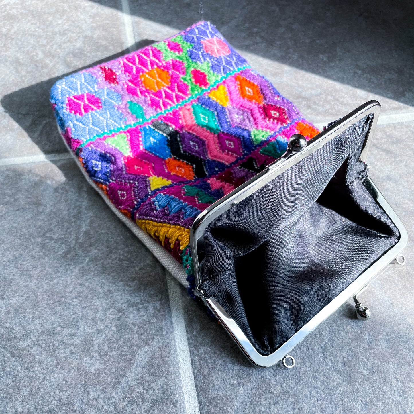 Guatemalan Huipil Mini Bag #4／グアテマラ ウィピル がま口バッグ ポシェット スマホケース