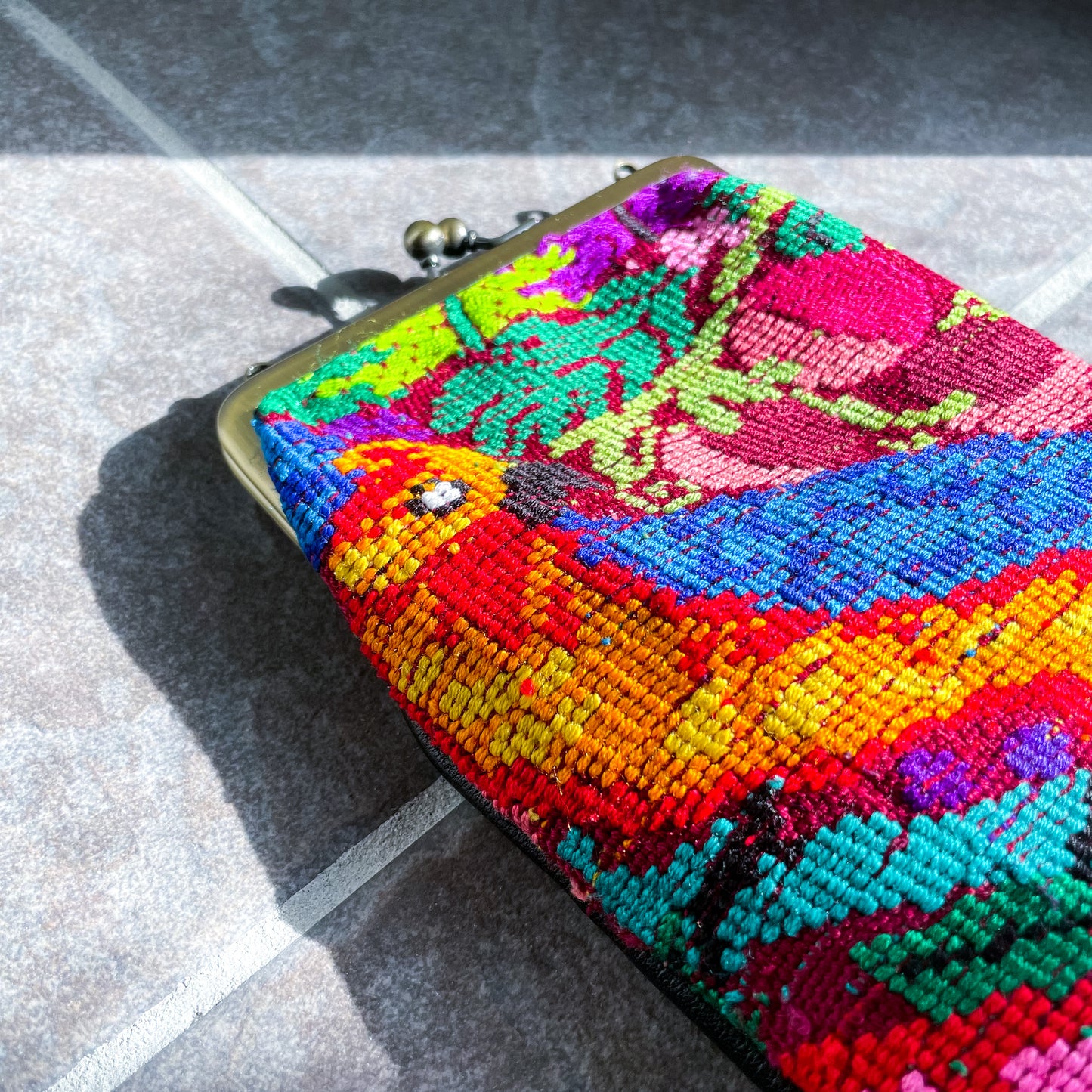 Guatemalan Huipil Mini Bag #3／グアテマラ ウィピル がま口バッグ ポシェット スマホケース
